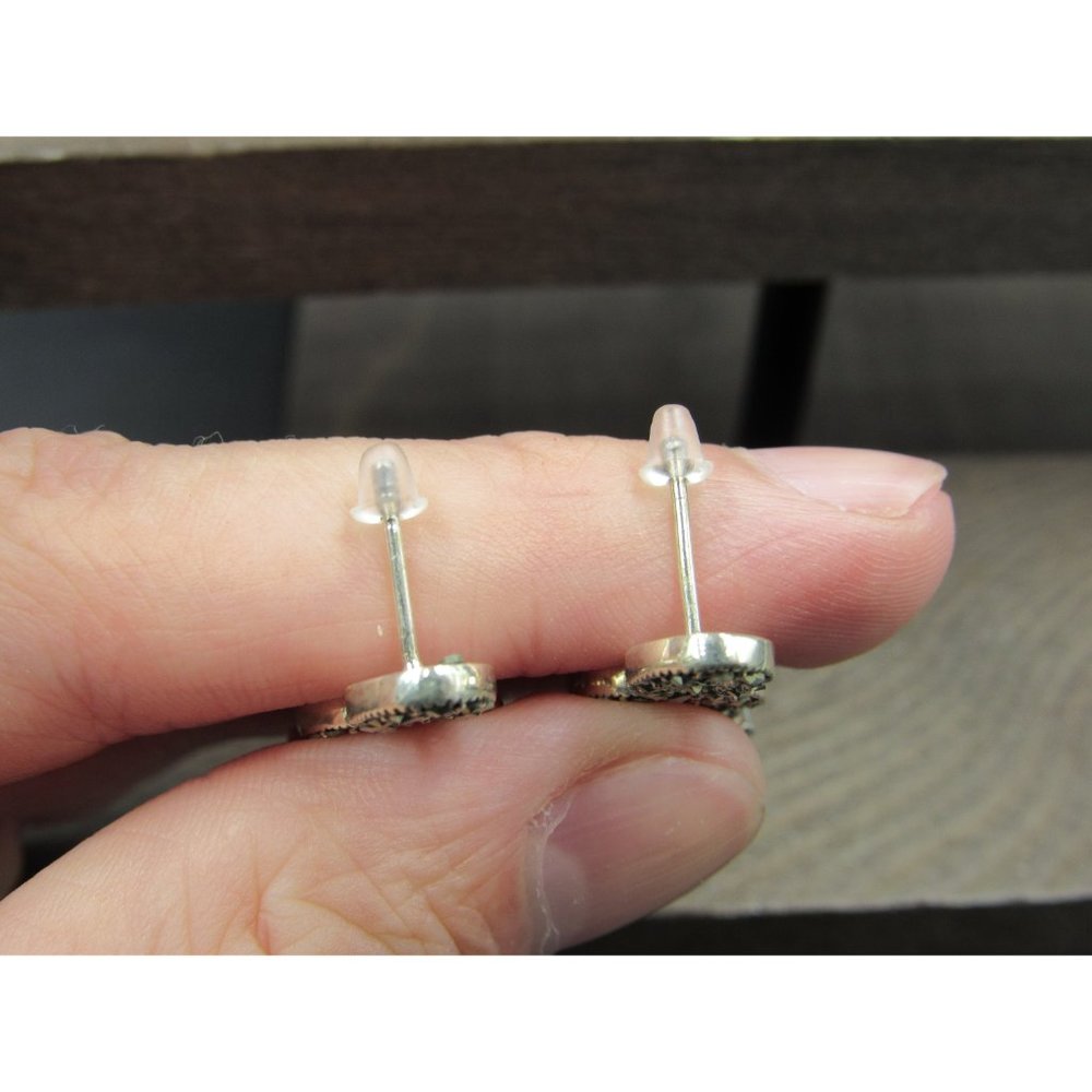 Sterling Silver Marcasite And Triple Heart Glass Gem Earrings Vintage Wedding - Picture 3 of 6